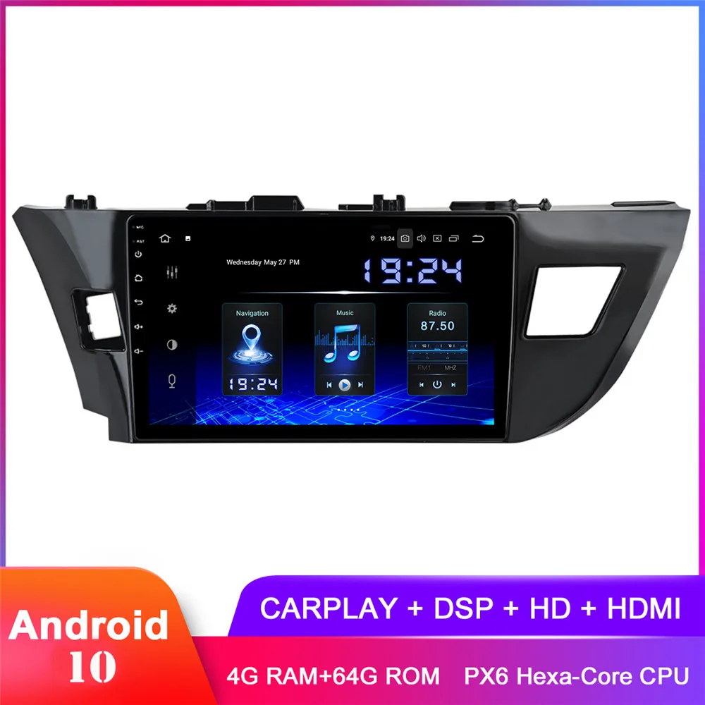 Автомобильное стерео-устройство на Android 10 с IPS дисплеем 2 дюйма GPS для Corolla 2014 2015 2016