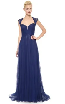 

free shipping vestido de festa hot sexy backless tulle 2019 new fashion blue long dress party evening elegant dress Formal gown