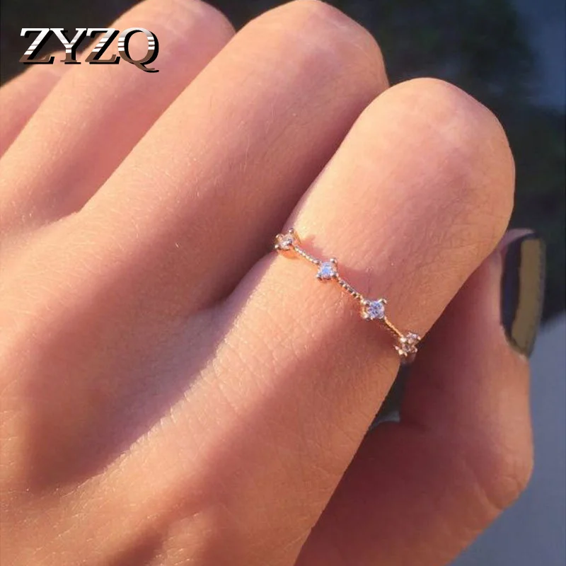 ZYZQ превосходные простые тонкие кольца для женщин с крошечный камень установка