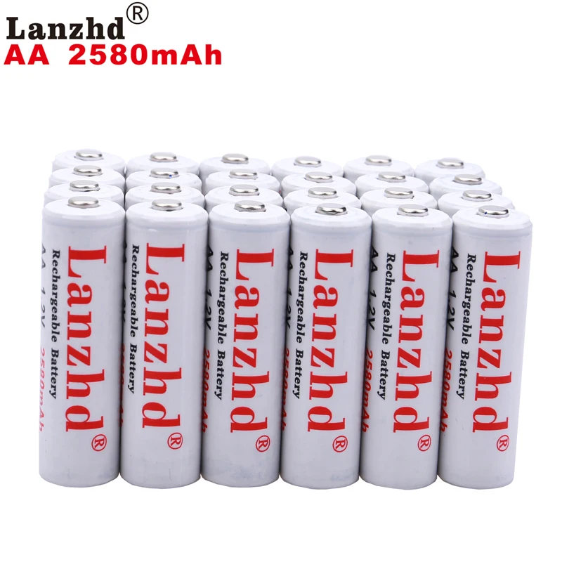 10-60 шт) перезаряжаемые батарейки AA 1,2 V литиевая батарея Pro AA 2580mAh 1,2 V Ni-MH для игрушка-фонарик предварительно разогреваемая батарея 2A