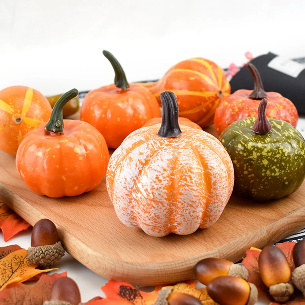 50Pcs/Set Simulation Pumpkins Maple Pine Cone Thanksgiving Day Halloween Home Garden Decoration Pumpkin Pine Cones Acorns Props