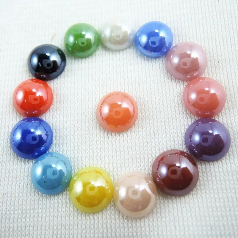 2/3/4/5/6/7/8/9/10/12 mm, gemischte Farben, gewölbt, flache Rückseite, halbe Glaskeramik, runde Form, glänzender Cabochon, DIY-Telefon-Schmuckherstellung – Detail 12