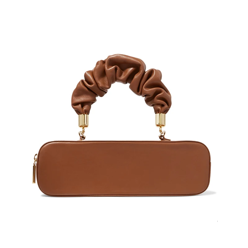 [BXX] Rectangular Pleated Women Handbag New Leather Shoulder Messenger Bags Luxury Designer Lady Crossbody Bag Bolsos HJ029 - Цвет: brown