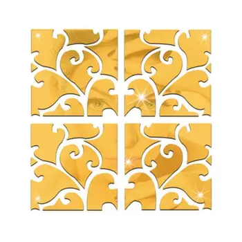 

4Pcs/Set Acrylic Mirror Decals Self Adhesive 3D Floral Wall Sticker Home Decor Y1QB