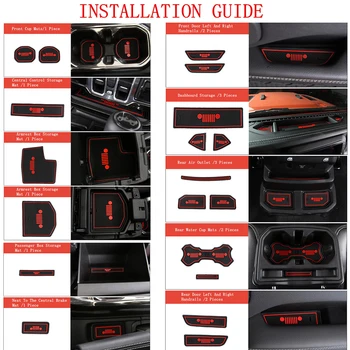 

car interior water coaster 19-piece Anti-slip mat dedicated to for Jeep18 Wrangler JL door slot pad