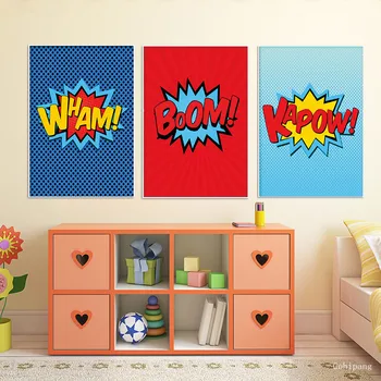 

Colorful Cartoon Prints Posters Boom Letters Canvas Painting Creative Wall Art For Kids Nursery Bedroom Home Decorative Pictures