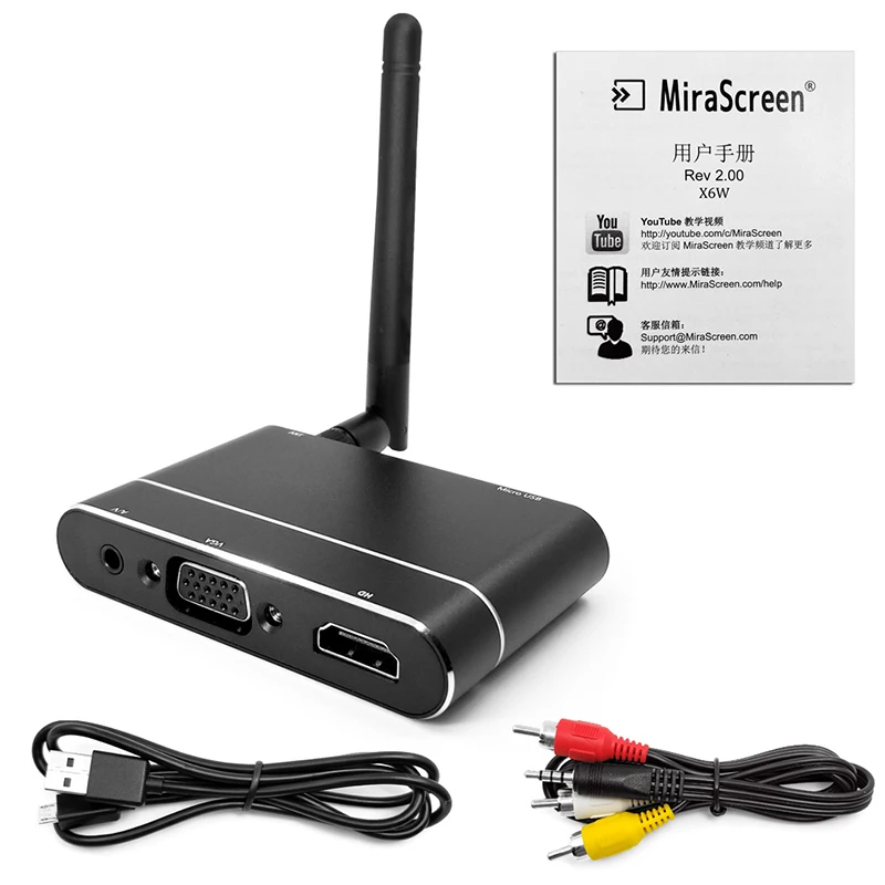 Для домашнего использования MiraScreen X6W Беспроводной Full 1080P дисплей донгл приемник WiFi зеркальная коробка HD VGA Miracast Airplay DLNA медиа ТВ-карта