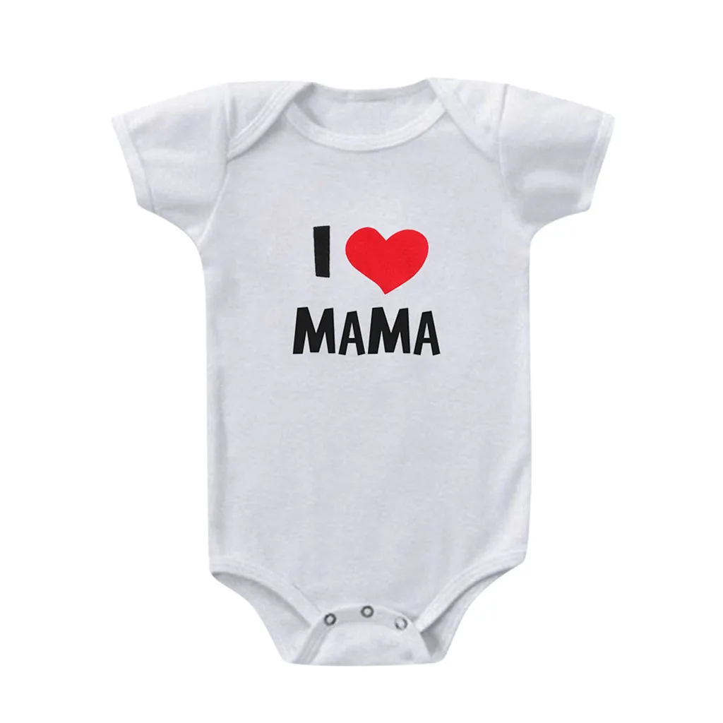 Летний комбинезон с короткими рукавами и принтом «I Love Mama» для новорожденных и маленьких мальчиков и девочек; комбинезон; одежда на День Святого Валентина; костюмы;# p4