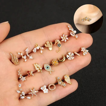 

1PC New 20g Dainty White/Yellow /Rose Gold Color Stainless Steel CZ Ear Tragus Daith Cartilage Piercing Jewelry Women Stud Earri