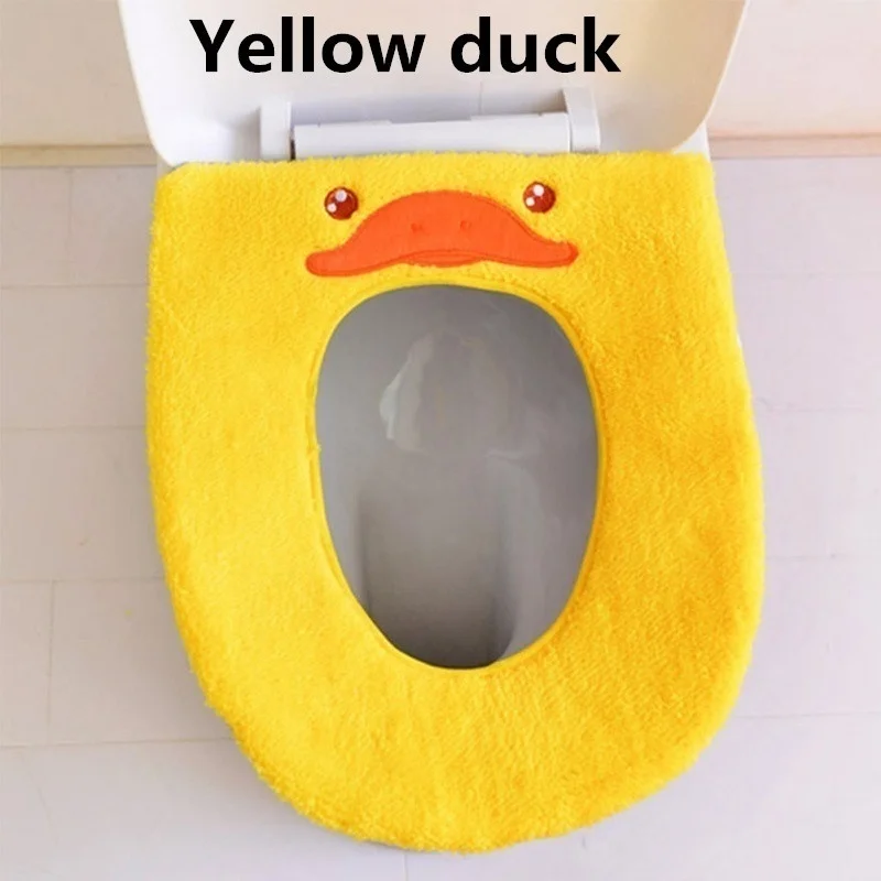 yellow Милое толстое, туалетное сиденье крышка Симпатичные серия с персонажами из мультфильмов о животных Подушка сиденья для зимы - Цвет: yellow