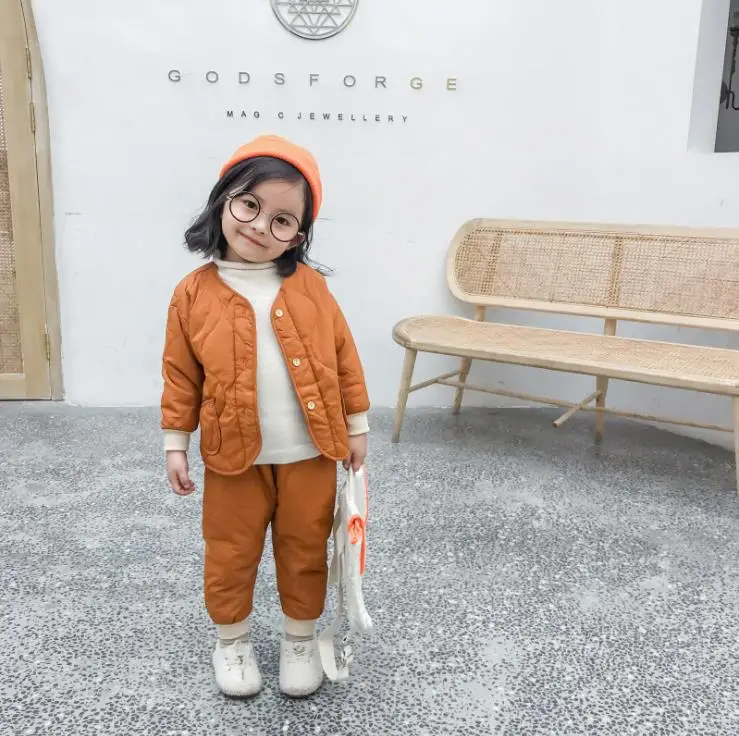 style 2 Детский костюм осенне-зимнее хлопковое пальто для мальчиков и девочек Теплый хлопковый костюм из двух предметов для детей 1-6 лет - Цвет: style 2