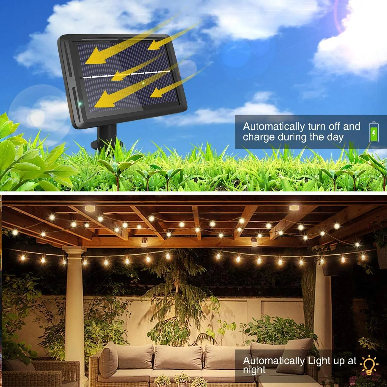 solar porch light Solar String Lights Outdoor 21 FT Waterproof Edison Bulb Garlands LED Fairy Lamp For Holiday Xmas Garden Yard Wedding Decoration best solar lights