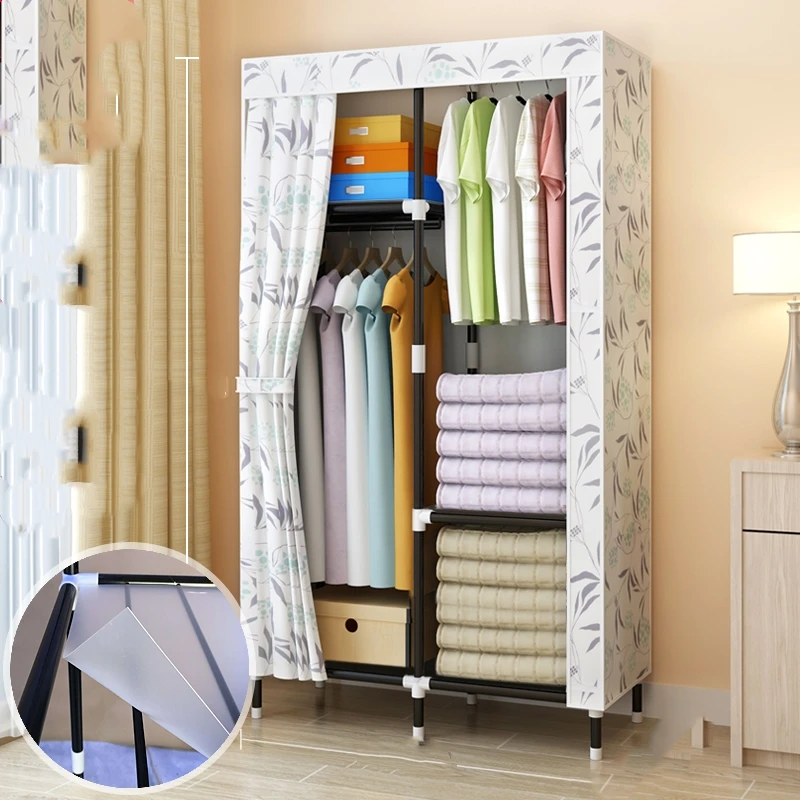 

Wardrobe Simple Cloth Wardrobe Steel Pipe Bold Reinforcement Storage Cabinet Steel Frame Simple Modern Assembly Fabric