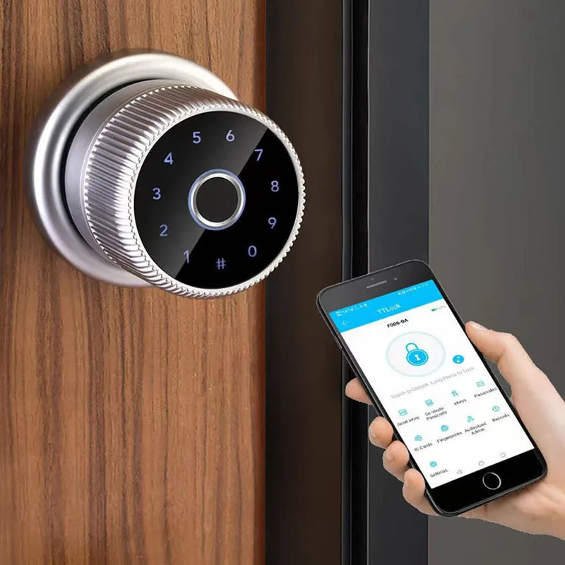 TTLOCK Biometric Electronic Digital Keypad Zinc Knob Fingerprint Smart Cylinder Door Lock