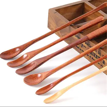 

Organic Bamboo Cooking Serving Utensil Set Coffee Tea Stirrer Spoon Wooden Stir Stirrer Mini Swizzle Sticks