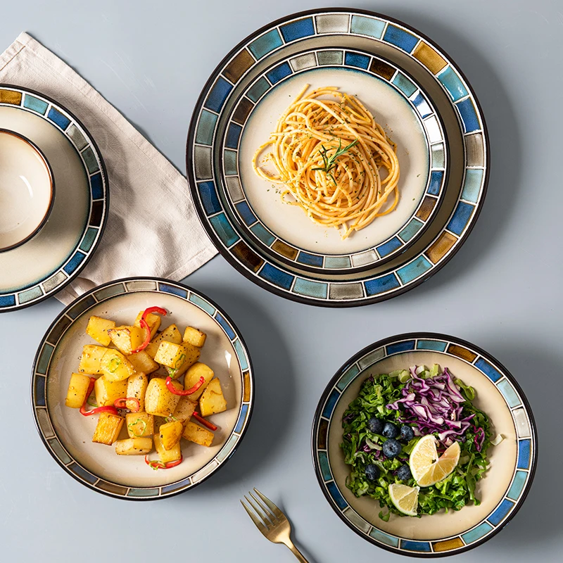 Японский стиль чаша и комбинация пластин наборы керамической посуды лапша суп