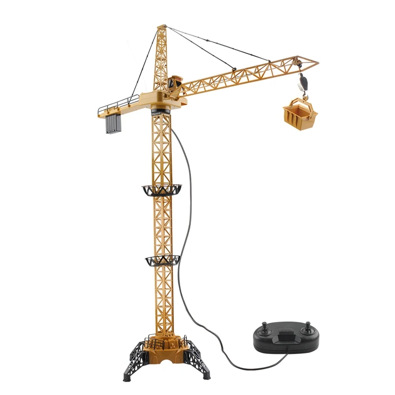 FBIL-Remote Control Crawler Crane Toy for Children Hanging Tower Crane with Working Tower Light Adjustable Height 128CM