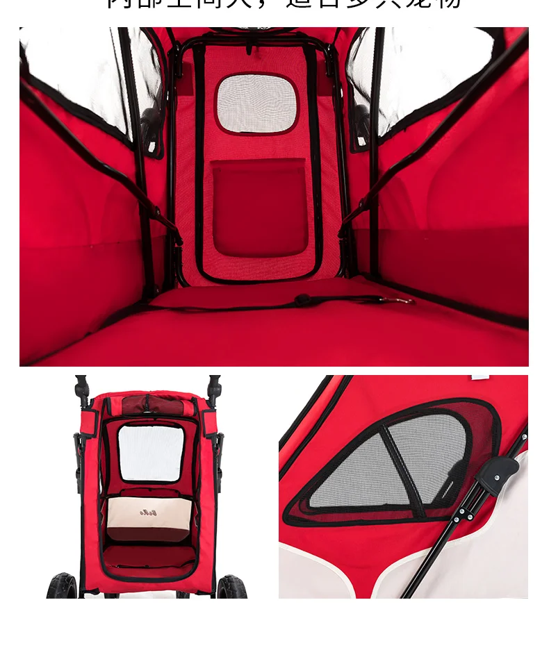 Large Pet Stroller Large Dog Stroller Folding Large Space Load-bearing Outing Folding Washable Widening Care Out Pet Car