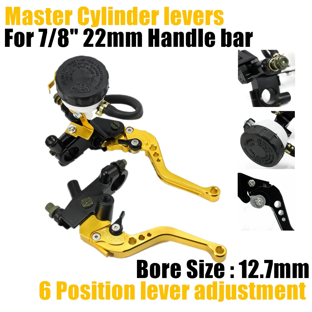 7/8 &quot22 мм 125 400CC 14 отверстие золото Регулируемый мотоциклетный главный цилиндр