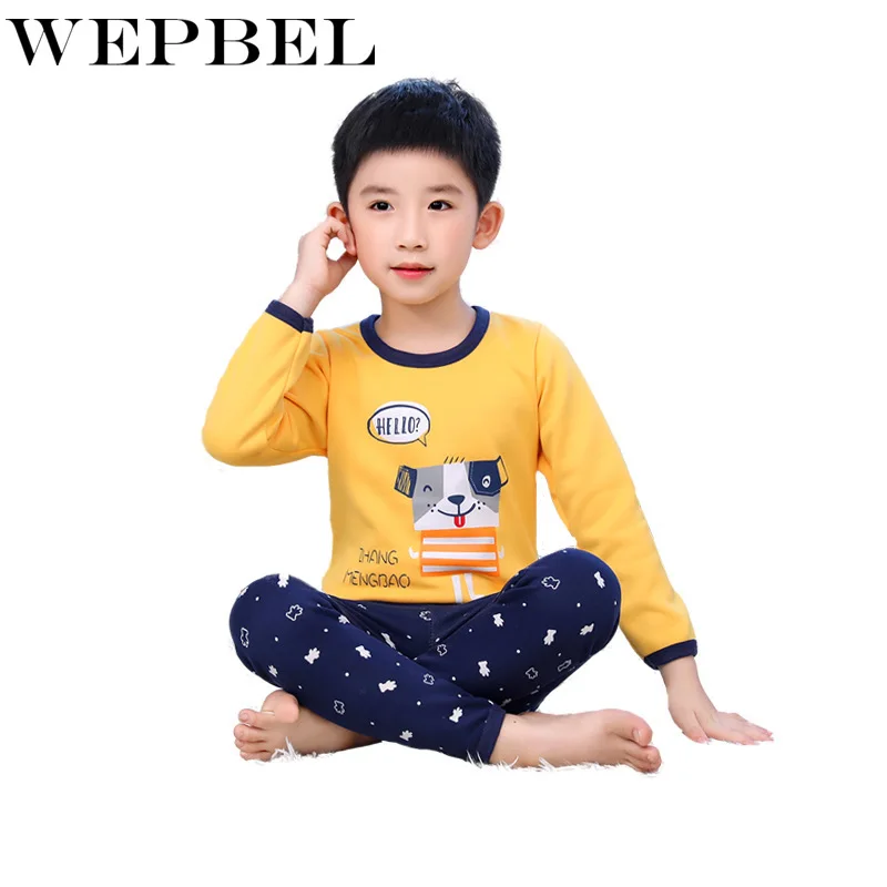 WEPBEL/детское термобелье подштанники, теплые плюшевые костюмы хлопковые Пижамные комплекты для мальчиков и девочек зимняя детская пижама топы, одежда