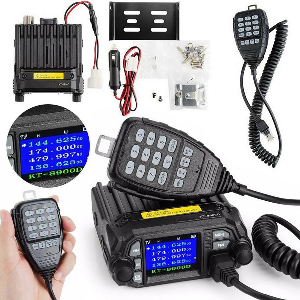 KT8900D дальний трансивер двухдиапазонный четырехдиапазонный мини мобильный радио цветной экран автомобиля УКВ УВЧ с программированием кабель грузовик