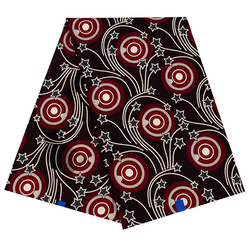 African Fabric 100% Cotton Star Print les pagnes Pagnes Real Wax 6Yard | Аксессуары для одежды
