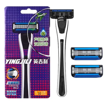 

DDPGGL Forious 5 Men Straight Razor Shaver Razor Blade 5 Layer Razor Shaving Razor Blade Replaceable Cutter head 1holder 2pcs