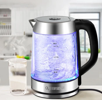 

Electric Water Kettle Glass Double Wall Temperature Control Cordless with Blue LED Light, 1.7L Tea Kettle Automatic Shutoff