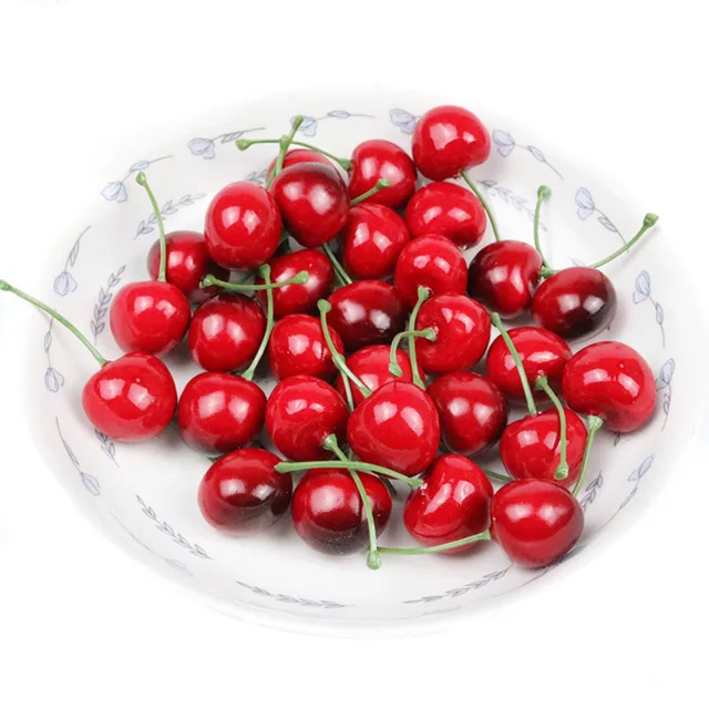 20Pcs Fake Cherry Artificial Fruit Model Simulation Cherry Ornament Craft Food Photography props Party Decor Home Decoration