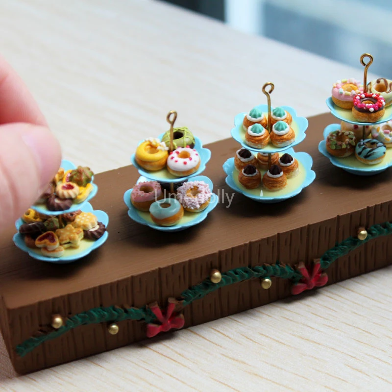 aydinids 24 pcs miniature food kitchen decoration sets 1:12 miniature cakes  dessert coffee model miniature pretend mini kitchen food c