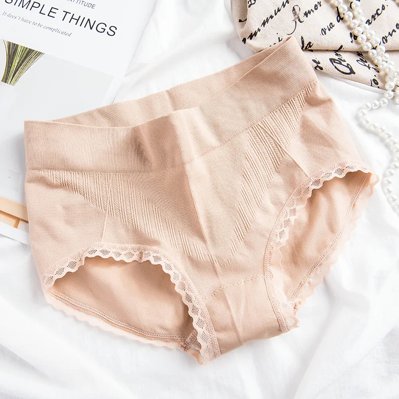 40-70kg Cotton File Seamless Super Elastic Hip Hip Waist Briefs Women Underwear 4pcs,leave Colors Message for Different Colors - Цвет: skin