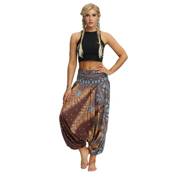

Women Loose Pants Casual Hippy Sport Thai Harem Lady Trousers Smocked Waist Boho Festival Hippy Rayon Running Fitness #T1G