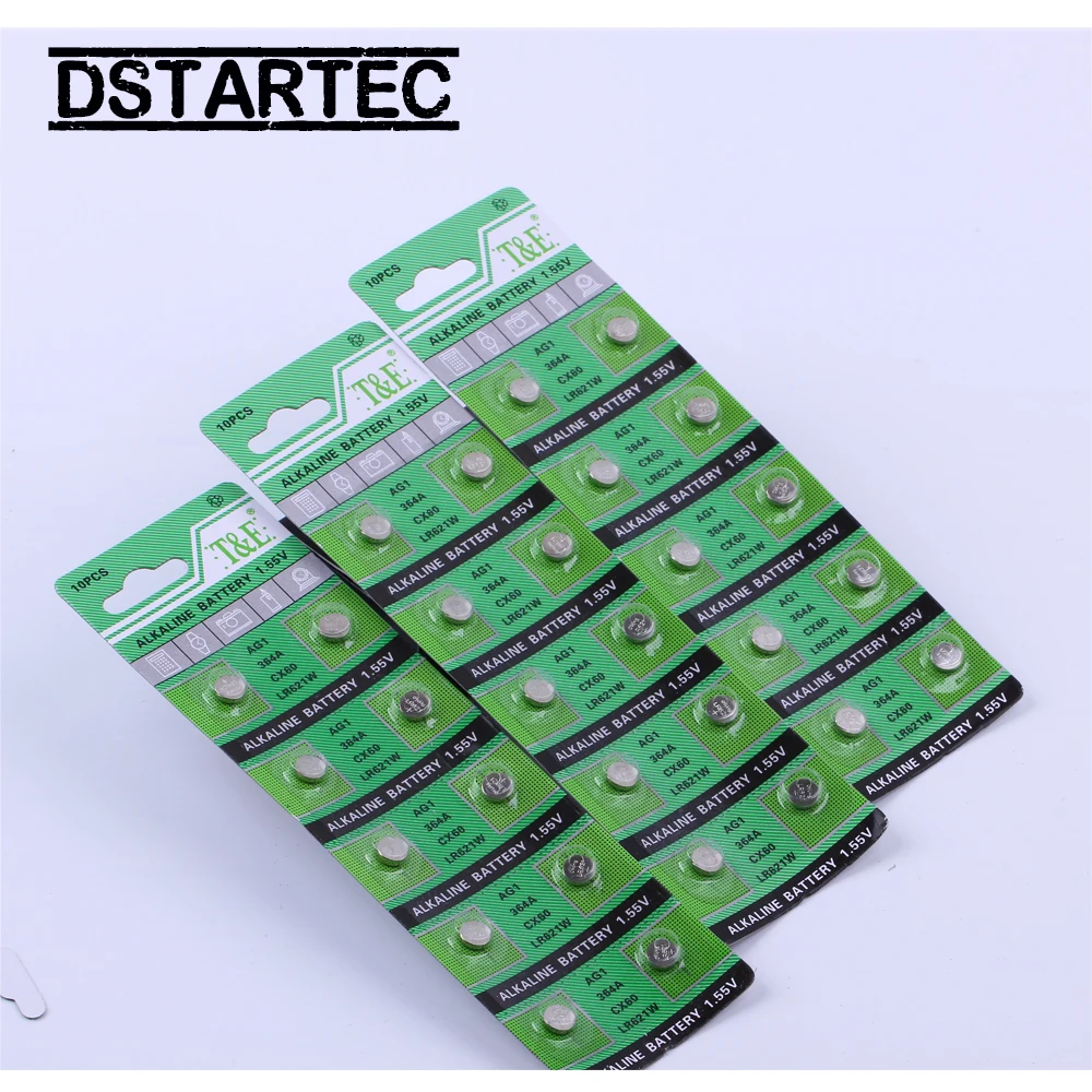 Кнопочные батареи AG1 LR621 1 55 364 164 SR621 SR621SW SR60 SP364 TR621 10 шт. 30 мАч 531 в батарейки для