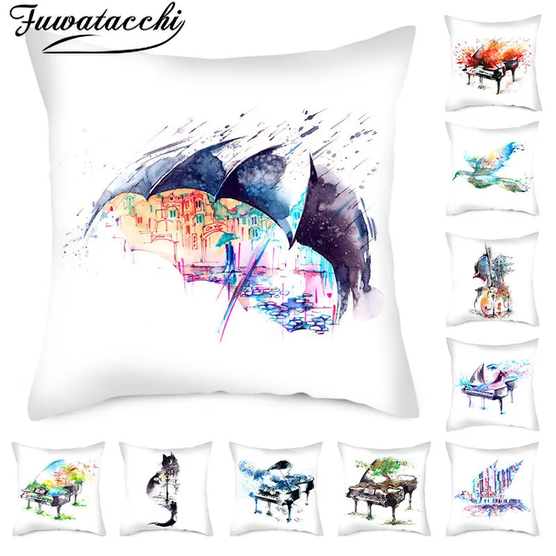 Fuwatacchi Abstract Oil Painting Cushion Cover Piano Horse Animal Photo Pillowcases for Home Sofa Chair Decorative Pillow Covers | Дом и сад