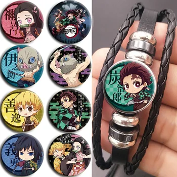 

Anime Demon Slayer Kimetsu No Yaiba Kamado Tanjirou Nezuko Action Figure Cosplay Bracelet Time Cabochon Alloy Wristband Gift
