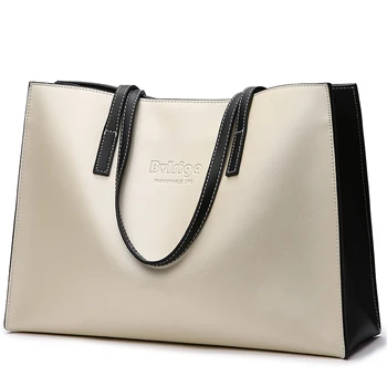 

Big Women Shoulder Bag Women Handbag Genuine Letaher Bag Female Patchwork Women Tote Bag Famous Brand Hand Bag Black