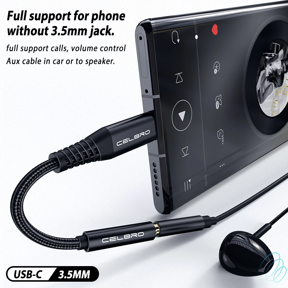 Type-C To 3.5mm Earphone Cable Adapter Type C USB-C Male To 3.5mm AUX Audio Female Jack for Samsung Htc Xiaomi Mi 9 Pro