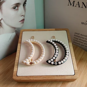 

2020 Newest Arrival Hairpins Imitation Pearls Moon Hair Barrettes Clips Rhinestone Hairgrips For Women Girls Hair Accessories