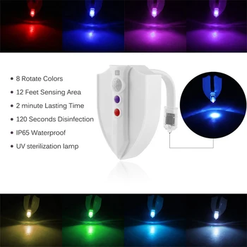 

8Color LED UV Sterilization Toilet Light Motion Sensor Activated Night Lamp
