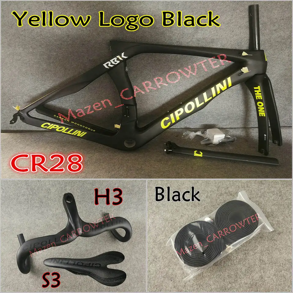 Package 3 Желтый логотип черный 3 к MCipollini RB1K THE ONE карбоновые рамы для руля, седло для бутылки, клетки 50 мм карбоновый комплект колес Novatec A271 ступицы - Цвет: Package 3