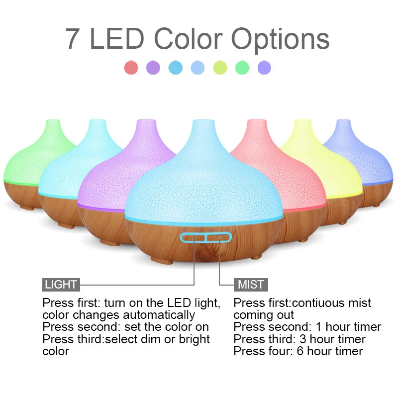 Online KBAYBO 400ml luftbefeuchter mit kreative knistern licht holz Öl diffusor Ultraschall diffusoren 7 veränderbar LED farben für hause