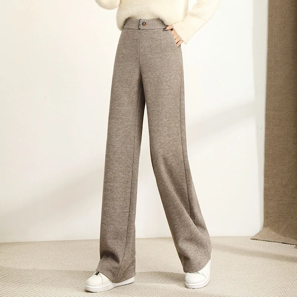 Casual Pants Winter Thicken Women Loose Pants Wool Pants Female Autumn High Waist Loose Trousers Capris Soft Good Fabric dress pants