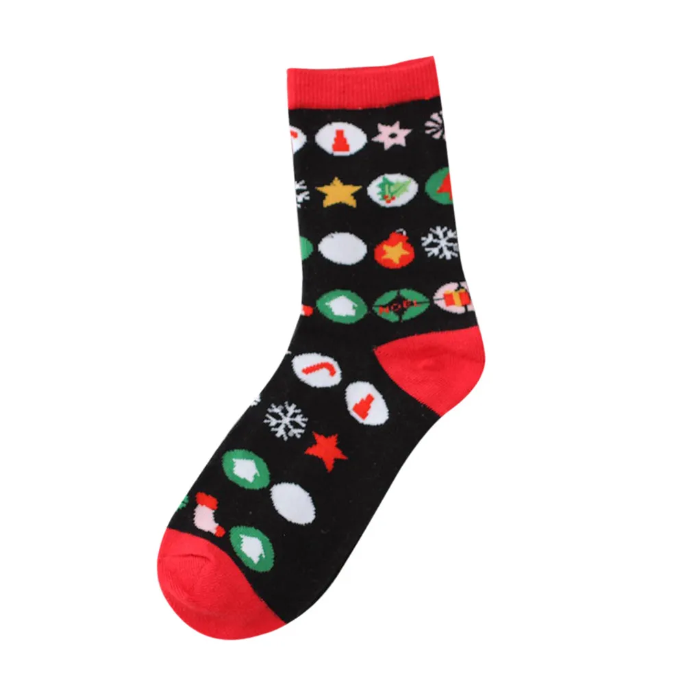Рождественские носки для женщин и мужчин, удобные хлопковые носки с принтом в полоску, модные короткие носки до лодыжки, мужские хлопковые зимние теплые носки - Цвет: H