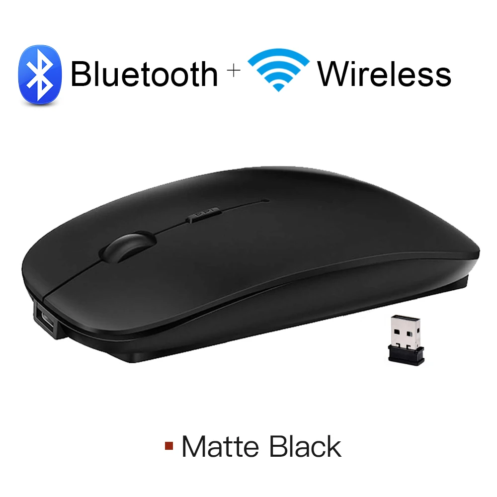Перезаряжаемые мышь беспроводная 2400 Точек на дюйм 2.4 г Gaming Optical Мышь геймер тишина встроенный Батарея компьютер Мыши компьютерные для ПК ноутбуков Mac - Цвет: 4.0 bluetooth black
