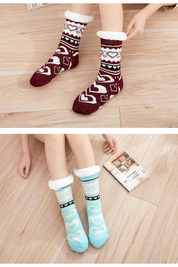 Description Picture 6 of itemFuzzy Thermal Socks Women Winter Funny Cat Dog Sloth Cute Kawaii Non Slip Cartoon Sleeping Soft Comfy Female Floor Slippers Sock