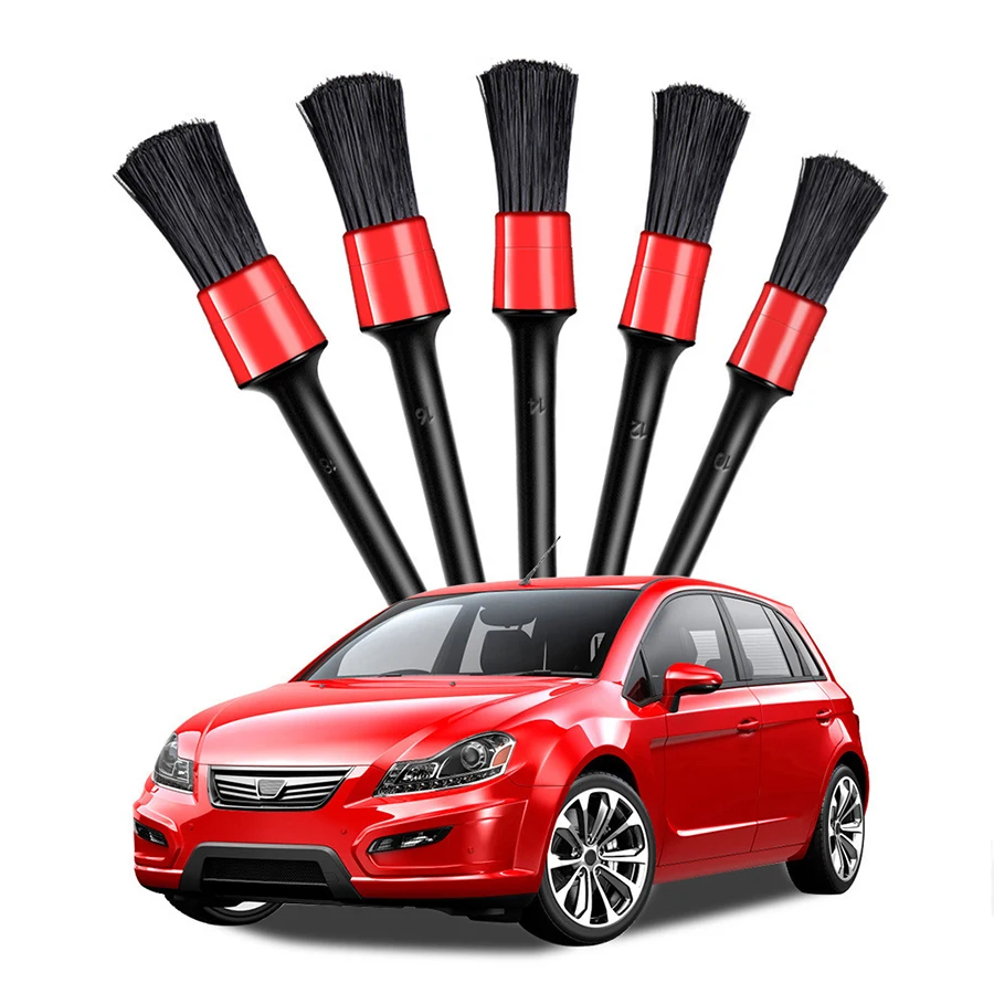 

5pcs Car Wash Brush Detailing Cleaning Auto Care Brush Wash Accessories for Wheel Gap Rims Dashboard Air Vent Trim Clean Tools