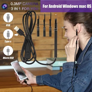 

Digital Otoscope 3 in 1 Ear Endoscope 480P Ear Camera Scope 3.9mm Earwax Removal Kit Ear Health Cleaning Tool for Android Phone