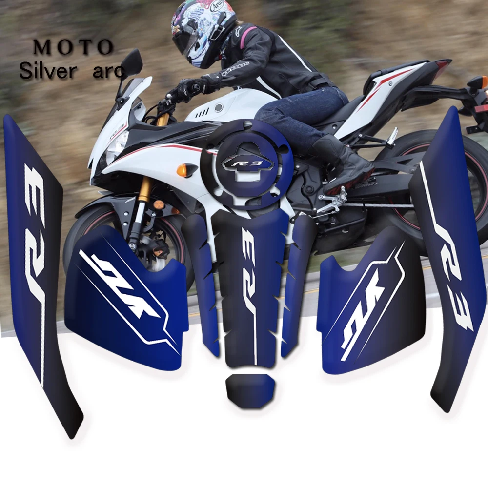

3D motorcycle logo tank buffer protective sticker for YAMAHA YZFR3 YZF-R3 YZF R3 2019 2020 Tank Pad Sticker Protective Stickers