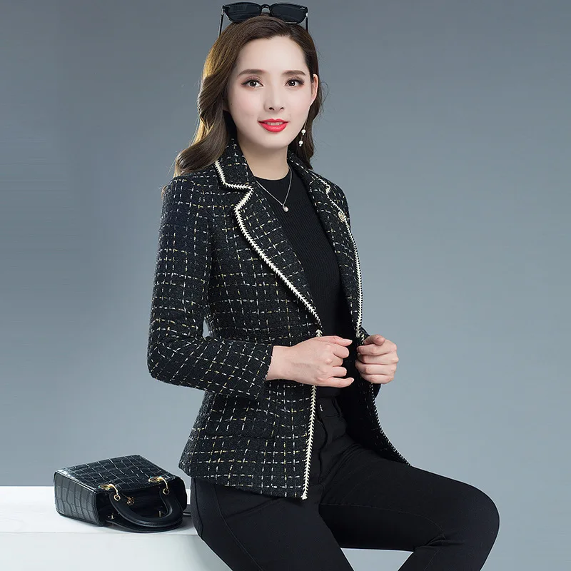 

Pattern Small Suit Coat Women's Short 2019 Autumn New Style Elegant Korean-style Versatile Long Sleeve Graceful Tops Fashion