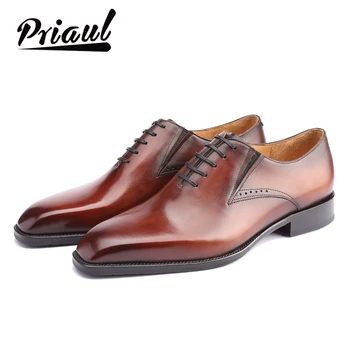 

Dress Shoes Men 100% Genuine Leather Luxury Brand Handmade Vintage Retro Office Formal Party Wedding Brand Oxford Shoe Mens